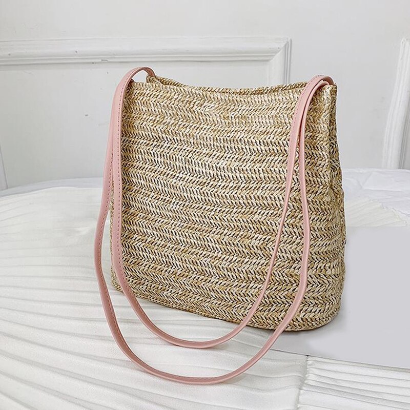 Women Crossbody Shoulder Bag Knitted Straw