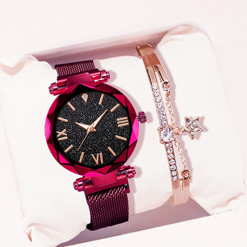 Starry Sky Women Watch Fashion Elegant Magnet