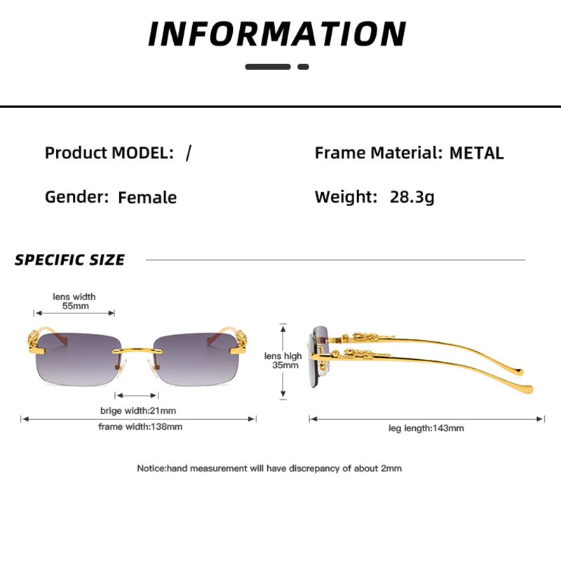 Fashion Vintage Rimless Square Sunglasses