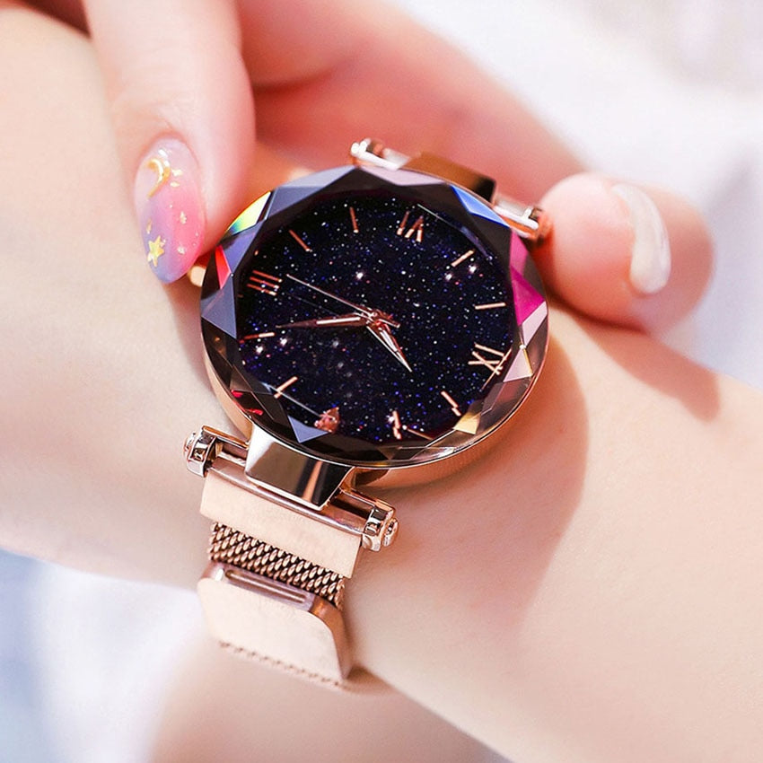 Starry Sky Women Watch Fashion Elegant Magnet