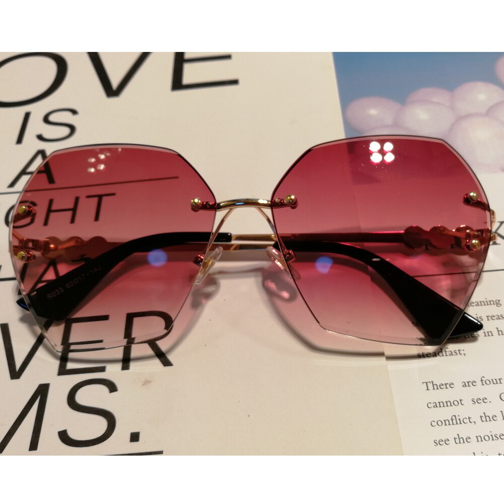 Rimless Polygon Sunglasses Women Retro Luxury