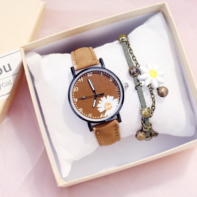 Hot Sales Dress Woman Watch Daisy Flowers