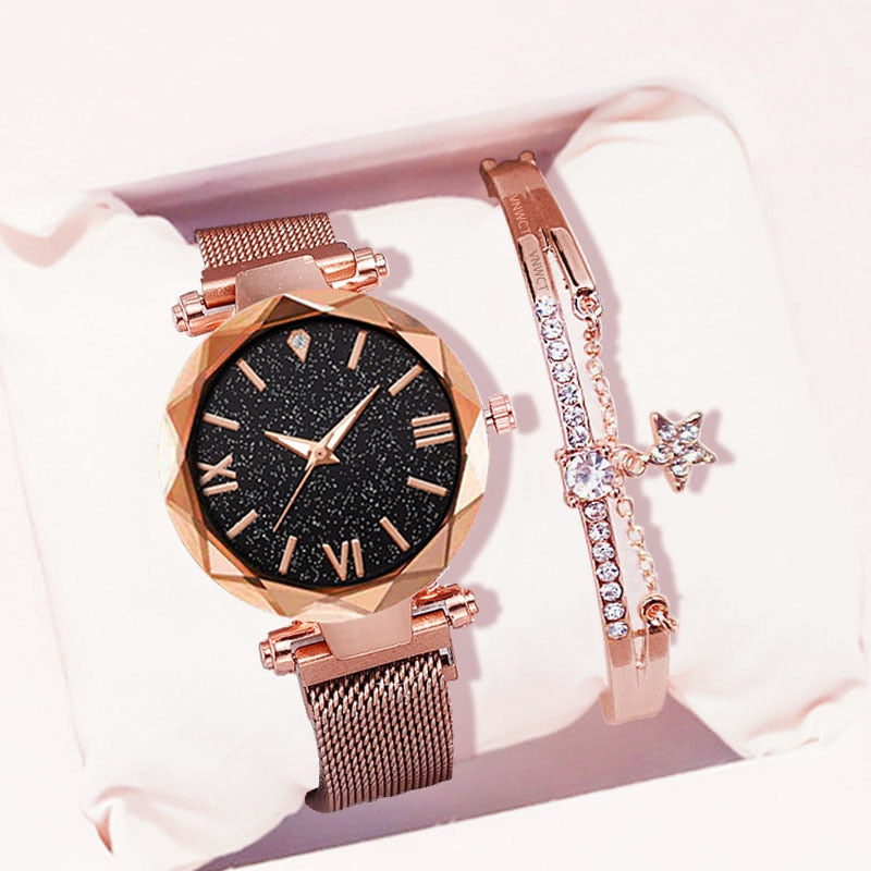 Starry Sky Women Watch Fashion Elegant Magnet