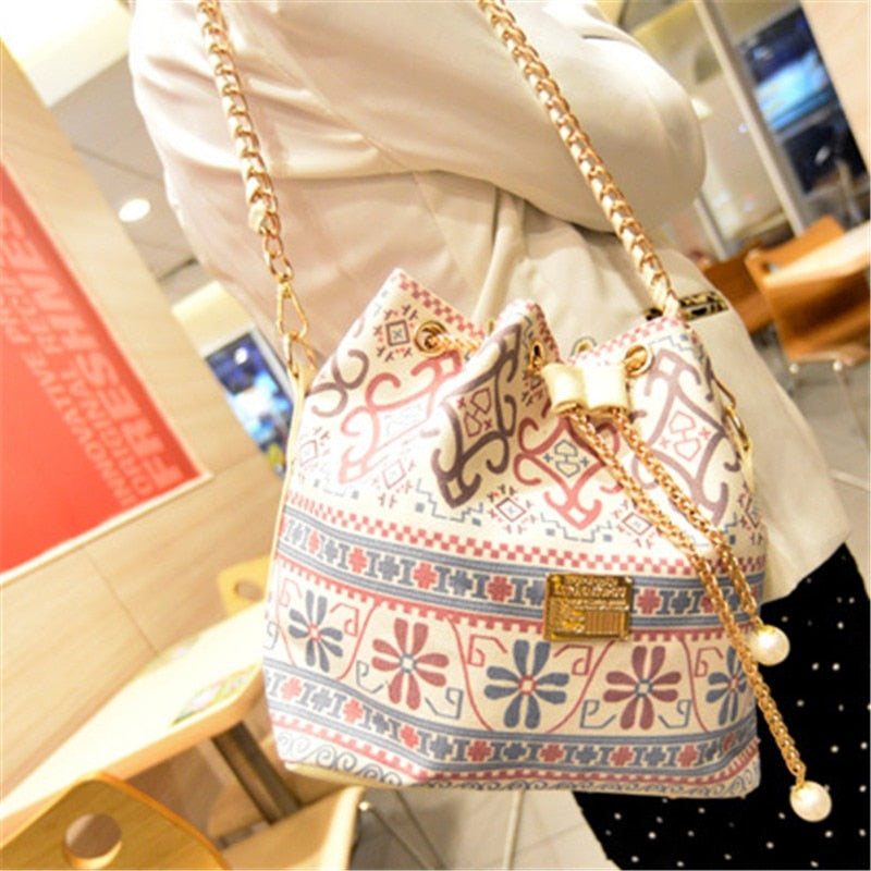 Bag for Women Bohemia Style Canvas Drawstring