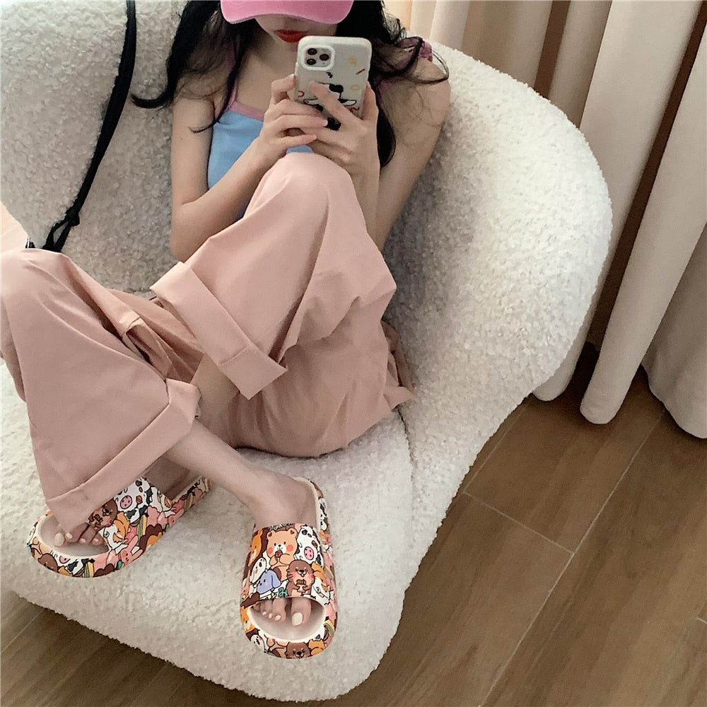 New Couple Fashion Bear Sandals Non-slip