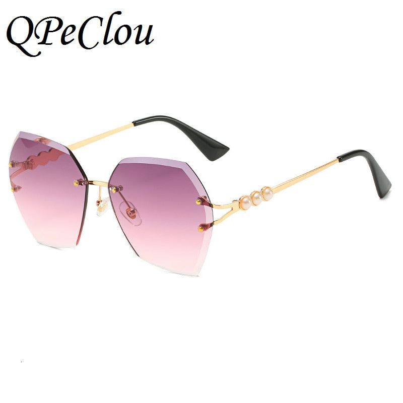 Rimless Polygon Sunglasses Women Retro Luxury