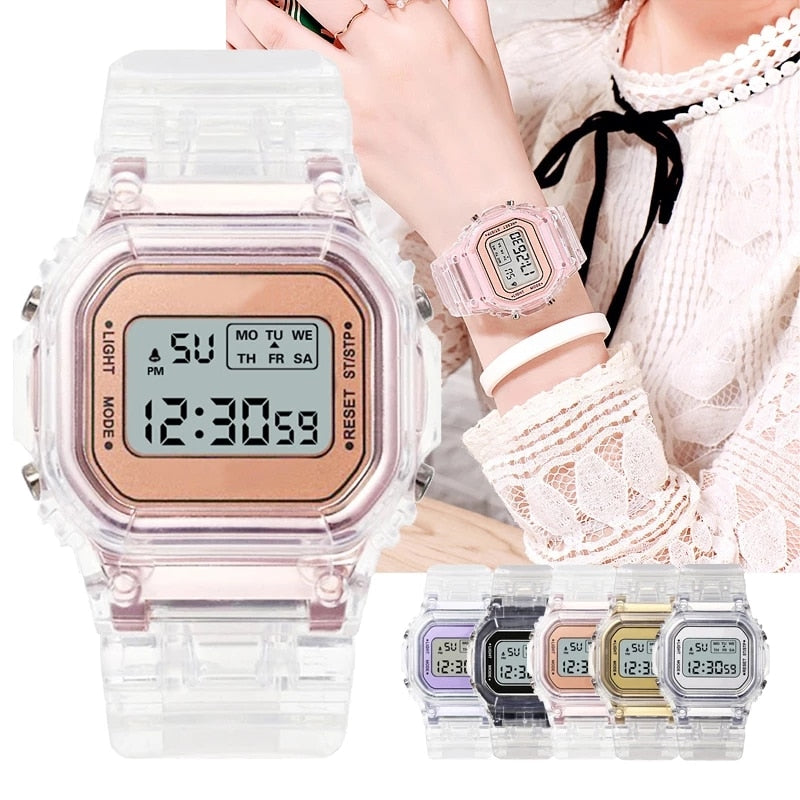 New Fashion Transparent Digital Watch Square