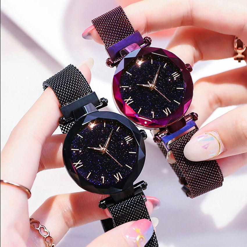 Starry Sky Women Watch Fashion Elegant Magnet