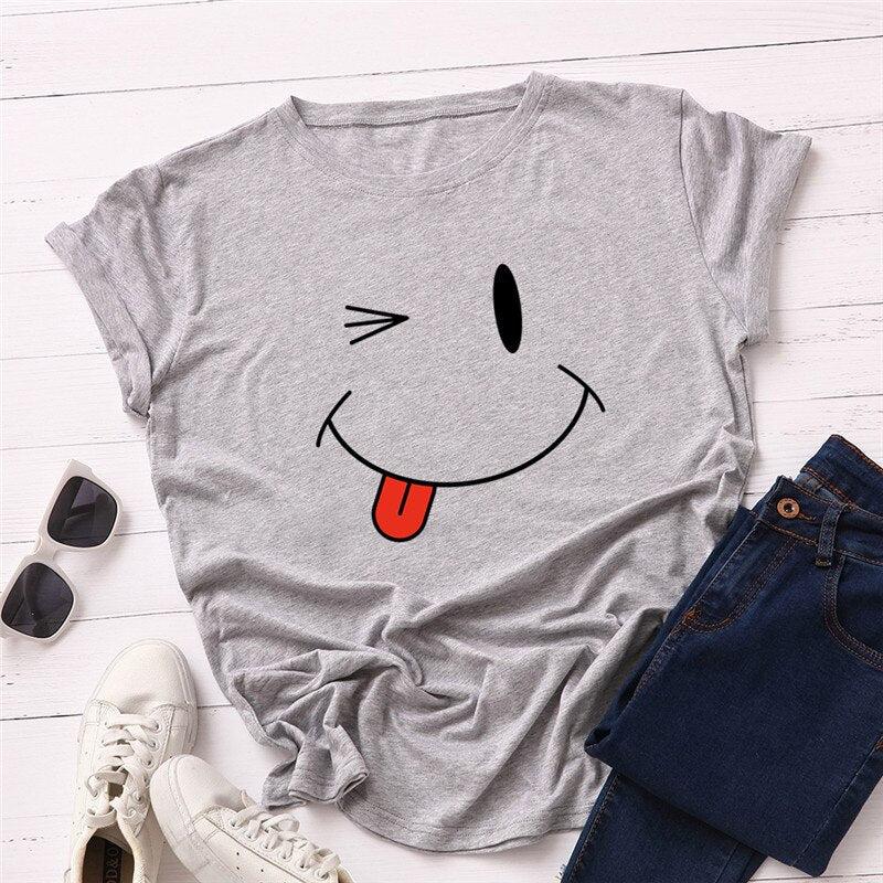 Women T Shirt Print Graphic Casual Female Green Tops