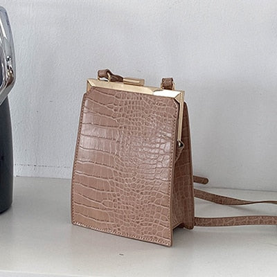 Crocodile Pattern Clip Women Shoulder Bag