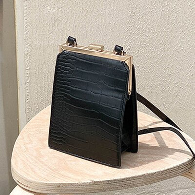 Crocodile Pattern Clip Women Shoulder Bag