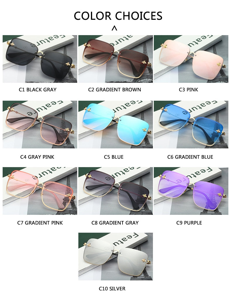 Fashion Lady Oversize Rimless Square Bee