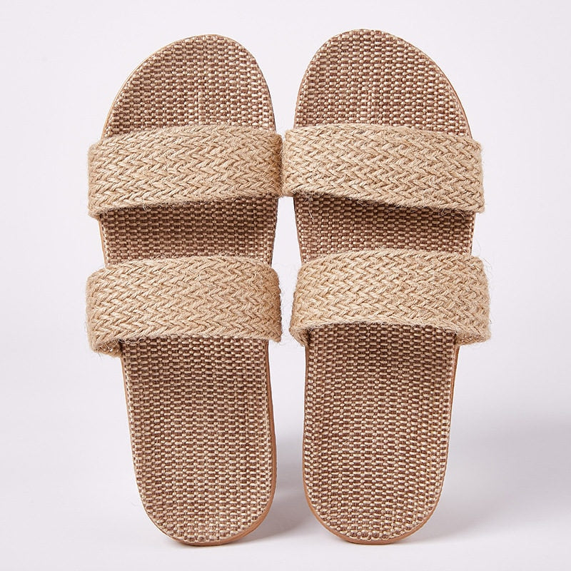 Women Indoor Slippers Home Flax Slides Summer