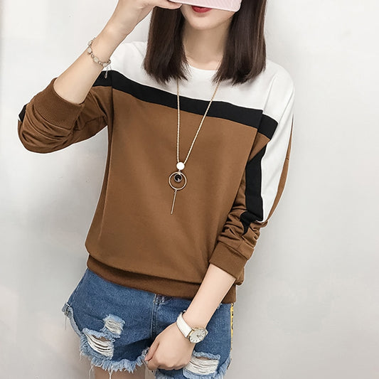 Patchwork Hit Color T Shirt New Women T-Shirts