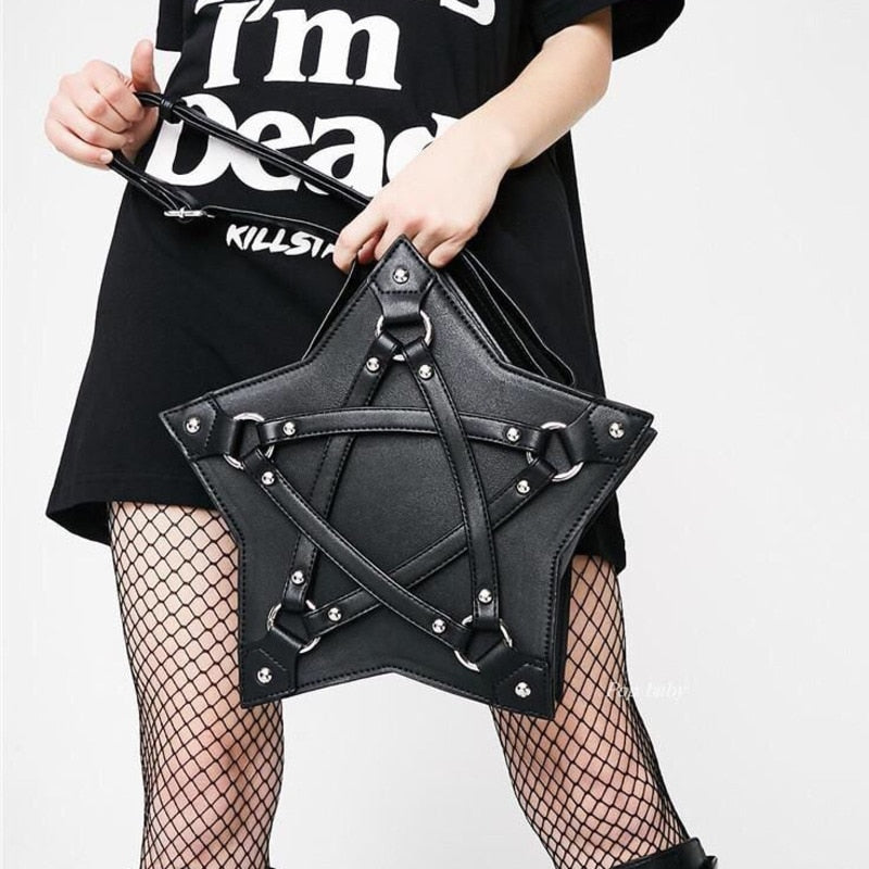 JIEROTYX Dark Gothic Pentagram Shoulder Bag