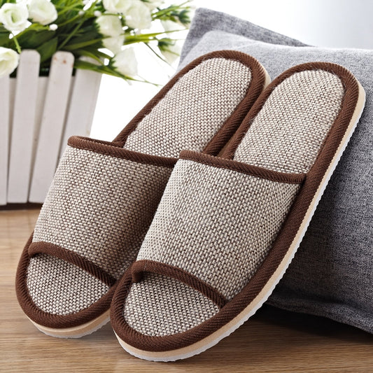 LEEMEIMEI Natural Flax Home Slippers Indoor