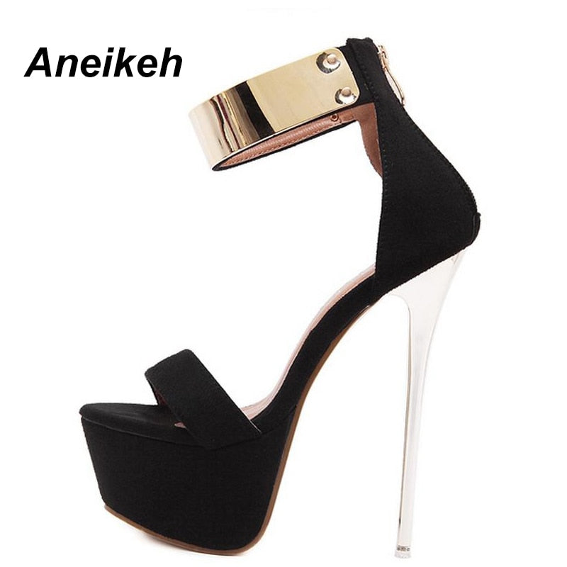 Aneikeh Ankle Strap Heels Platform Sandals