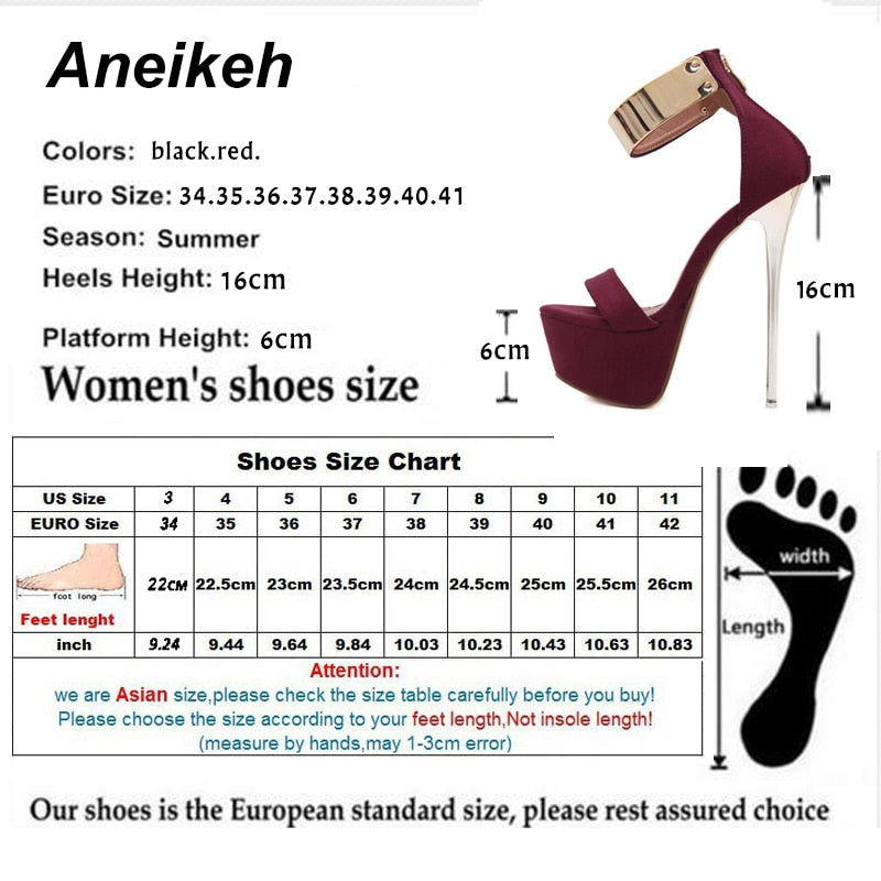 Aneikeh Ankle Strap Heels Platform Sandals