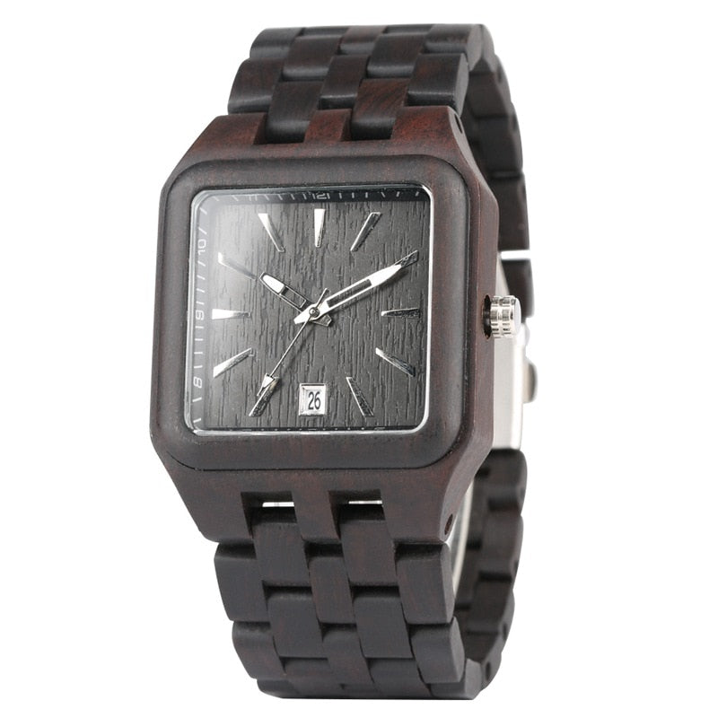 Retro Wood Watches for Men Unique Rectangle