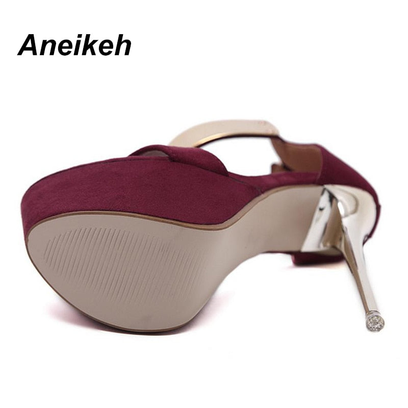 Aneikeh Ankle Strap Heels Platform Sandals