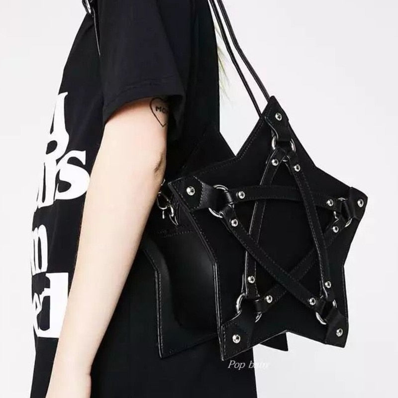 JIEROTYX Dark Gothic Pentagram Shoulder Bag