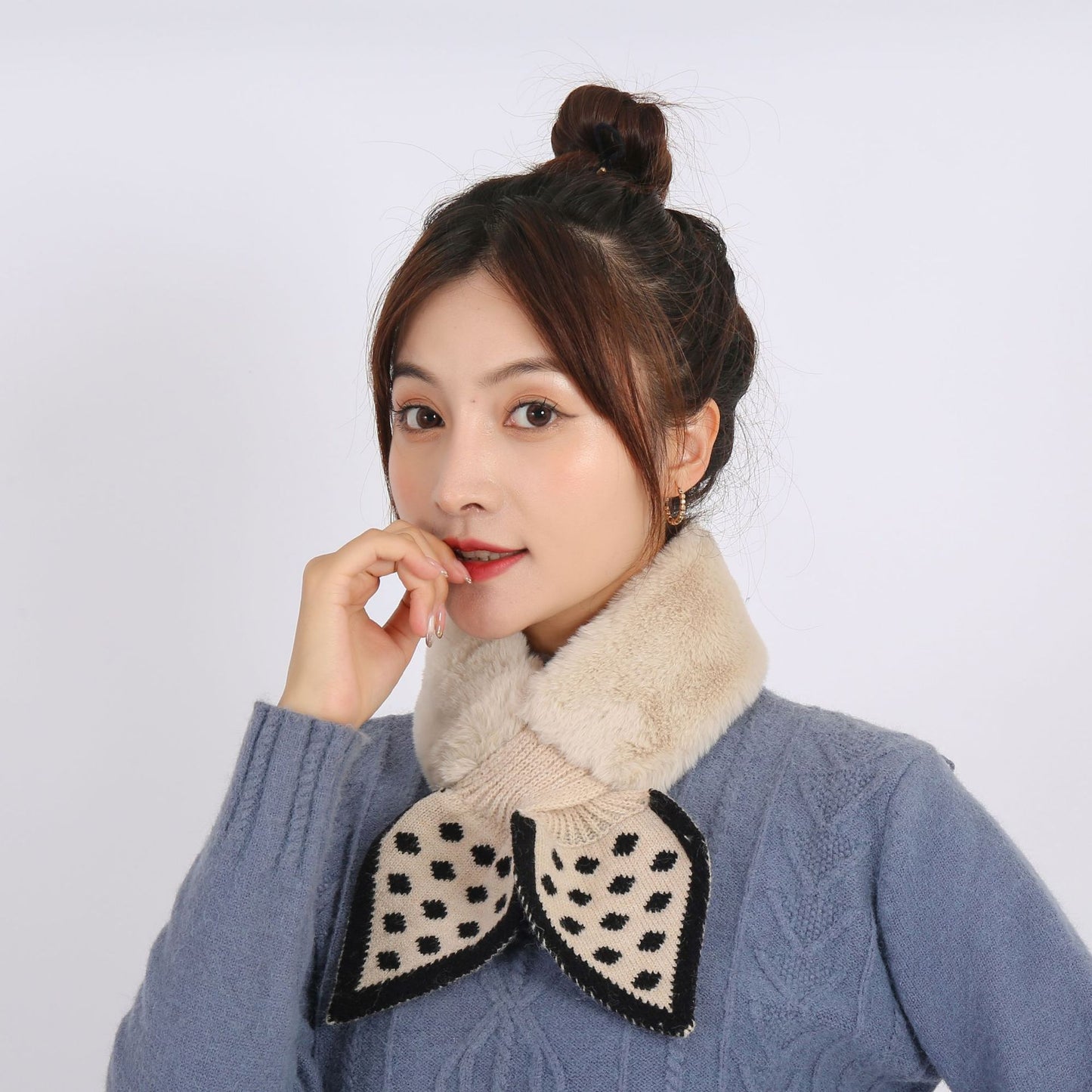 Faux Fur Scarf Women Scarves Wool Stitching Plush Collar