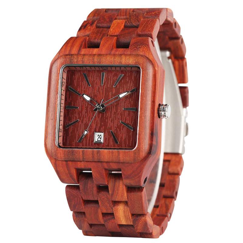 Retro Wood Watches for Men Unique Rectangle