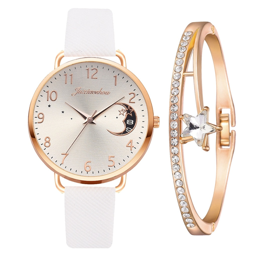 Women Watch Moon Numbers Dial Bracelet