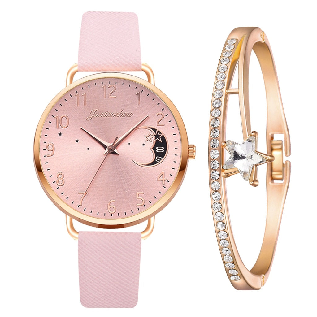 Women Watch Moon Numbers Dial Bracelet