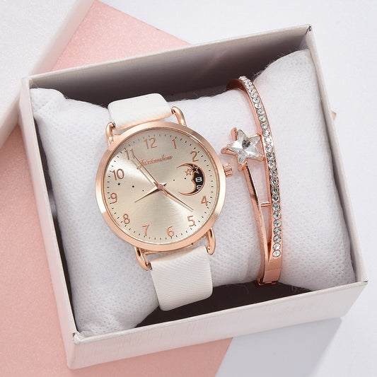 Women Watch Moon Numbers Dial Bracelet