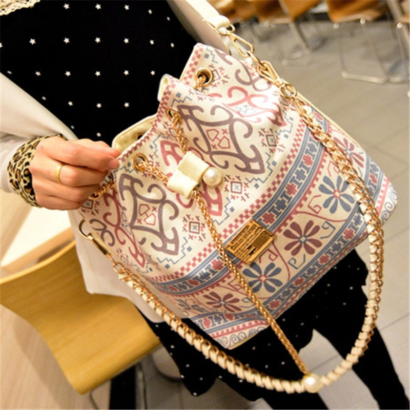 Bag for Women Bohemia Style Canvas Drawstring