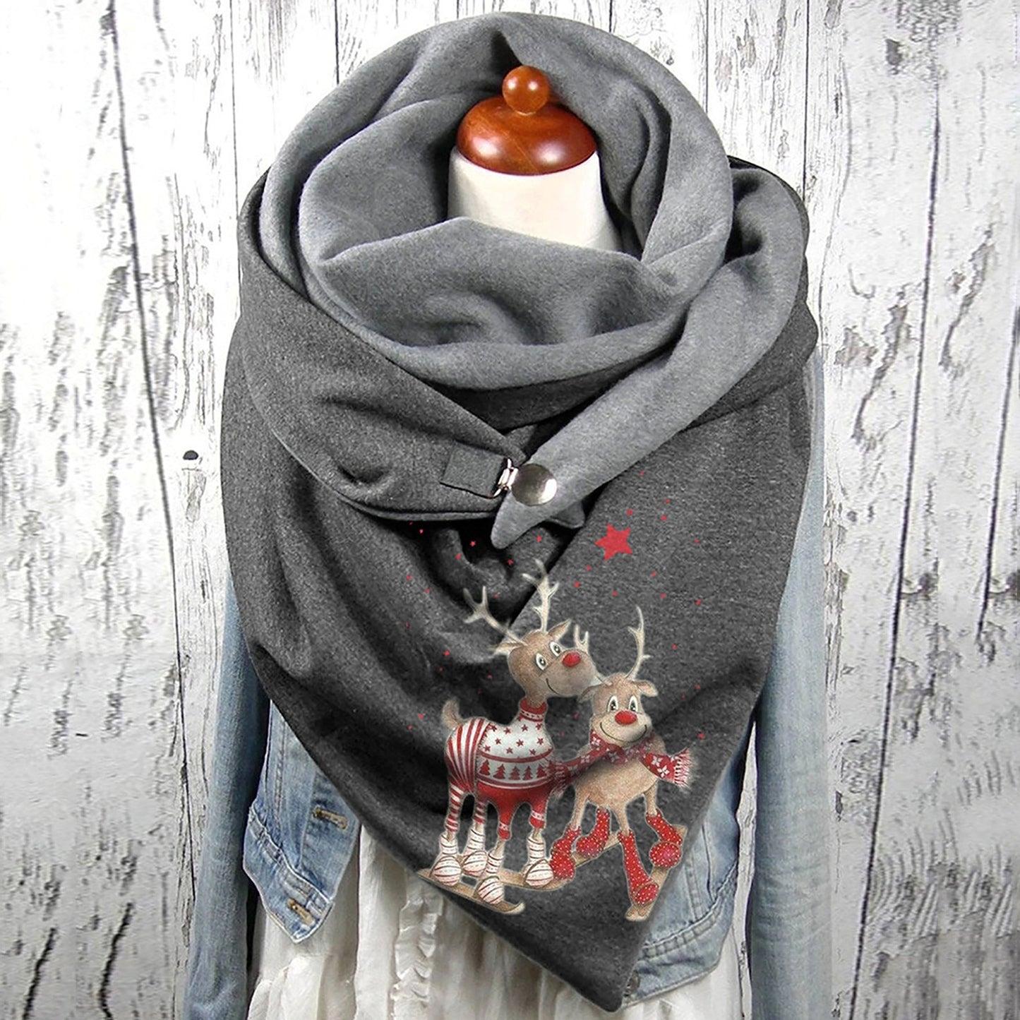 Scarf Christmas Printing Fashion Winter Warm Scarf Women