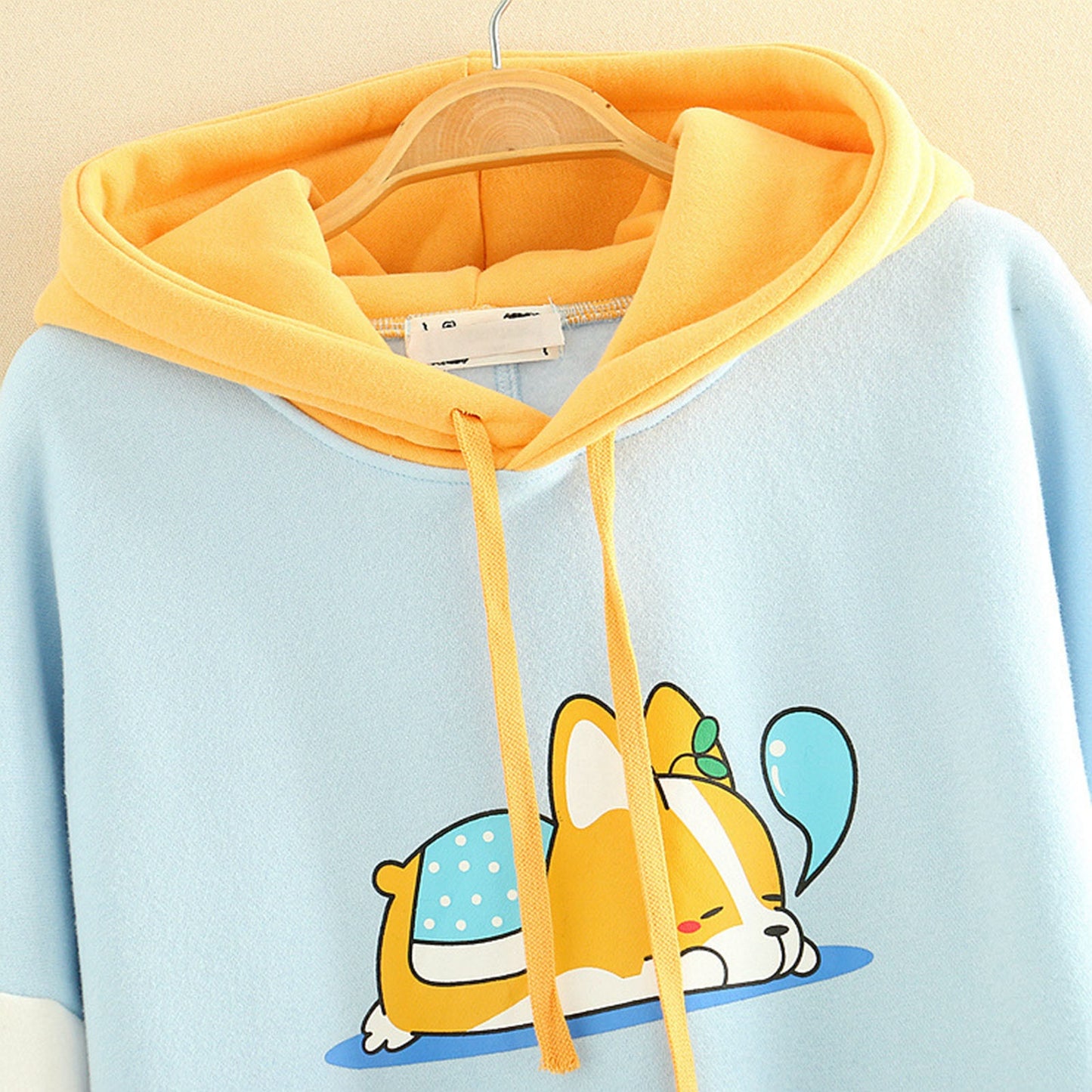 Cartoon Animal Corgi Dog Hooded Long-sleeve Hoody