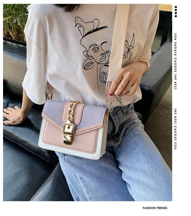 Fashion chain lady Sling bag Panelled color