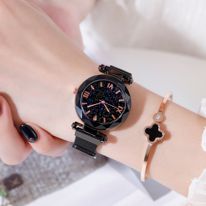 Starry Sky Women Watch Fashion Elegant Magnet