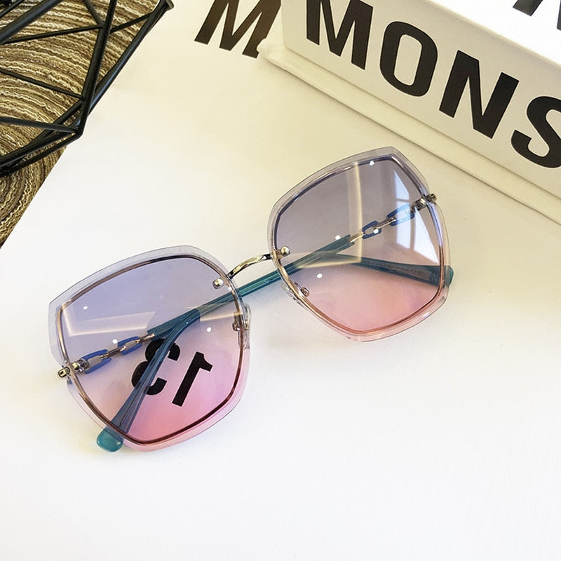 Famous Brand Design Rimless Women Sunglasses