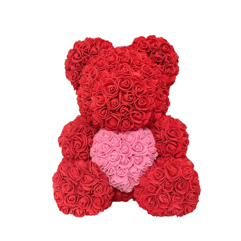 Rose Bear Heart Artificial Flower Rose Teddy Bear For Women Valentine&#39 Gift