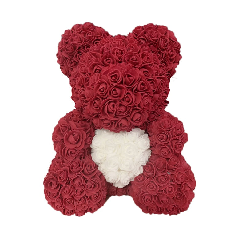 Rose Bear Heart Artificial Flower Rose Teddy Bear For Women Valentine&#39 Gift