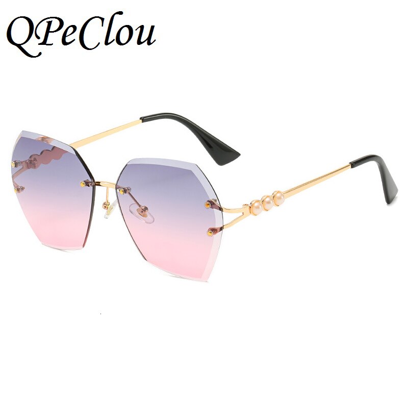 Rimless Polygon Sunglasses Women Retro Luxury