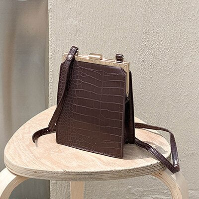 Crocodile Pattern Clip Women Shoulder Bag