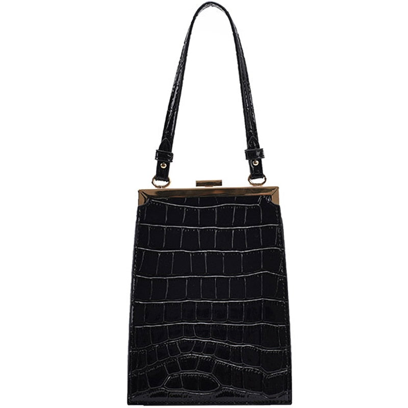 Crocodile Pattern Clip Women Shoulder Bag