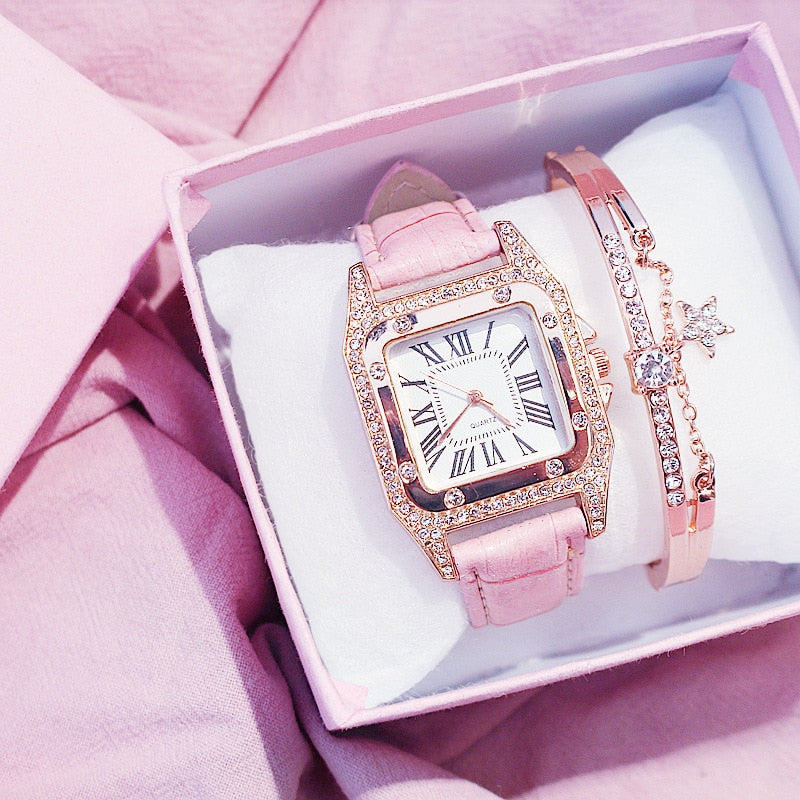 Women Diamond Watch Starry Square Watches