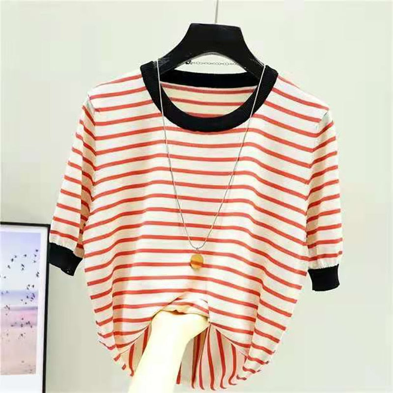 Shintimes Striped T Shirt Women Tee Shirt Femme