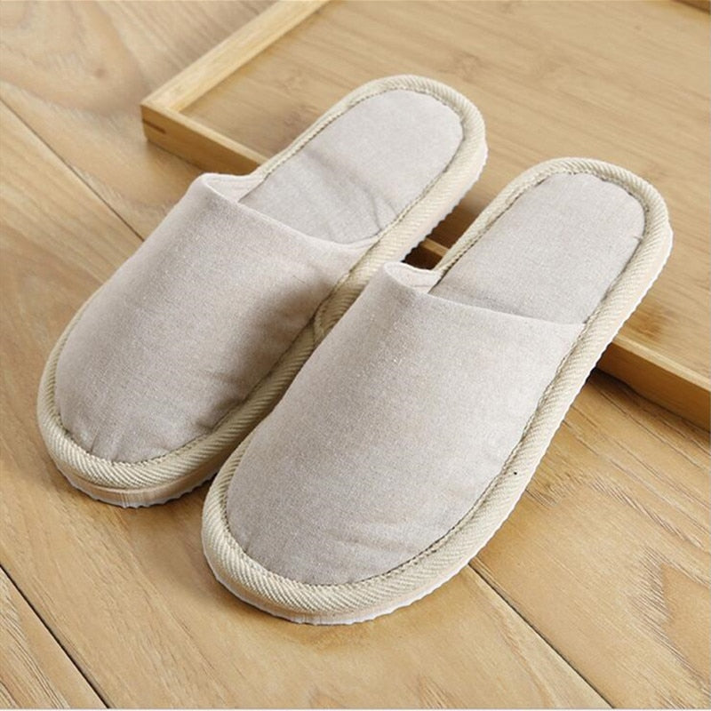 LEEMEIMEI Natural Flax Home Slippers Indoor