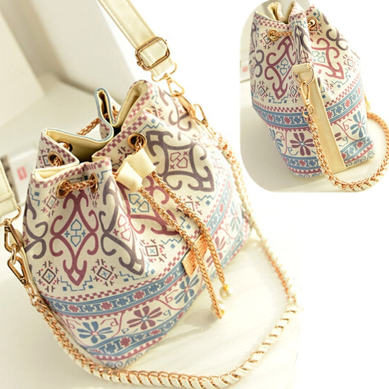 Bag for Women Bohemia Style Canvas Drawstring