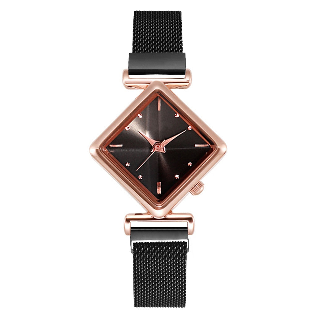 Rhombus Square Dial Watches Bracelet Set Quartz