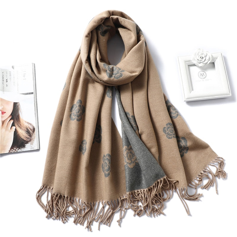 Winter Cashmere Scarf Women Thick Warm Shawls Wraps