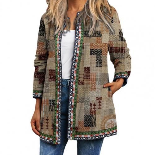 Loose Women Jacket Coat Ethnic Pocket Vintage