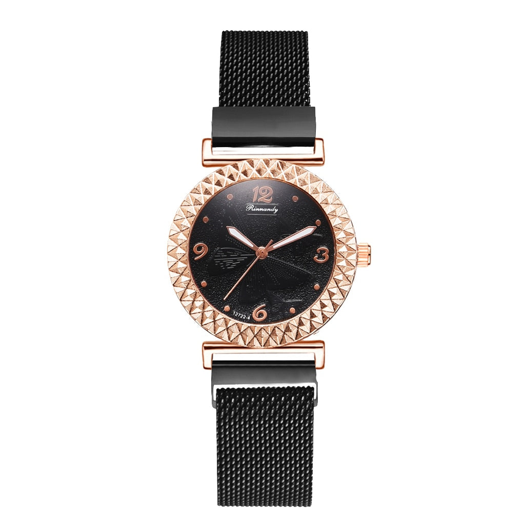 5PCS Women Watch Set Luxury Rose Gold