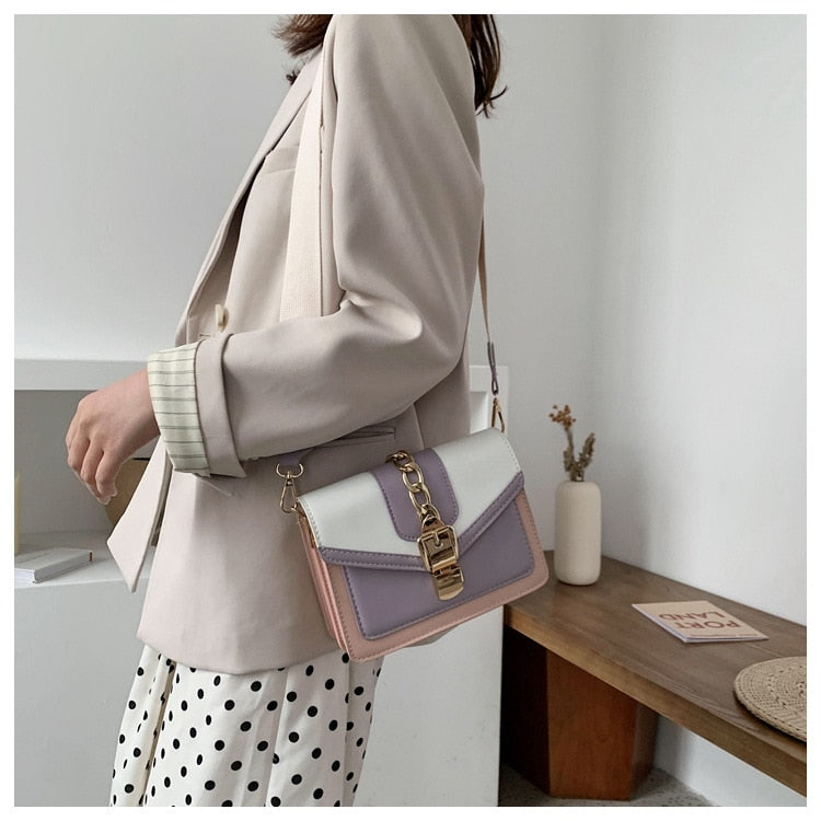 Fashion chain lady Sling bag Panelled color